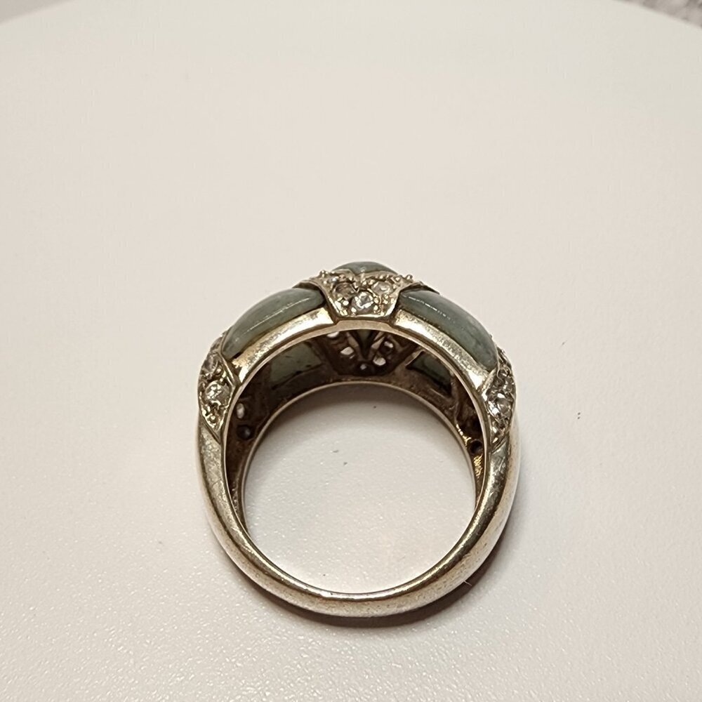 925 Silver Green Nephrite Ring - Picture 7 of 9